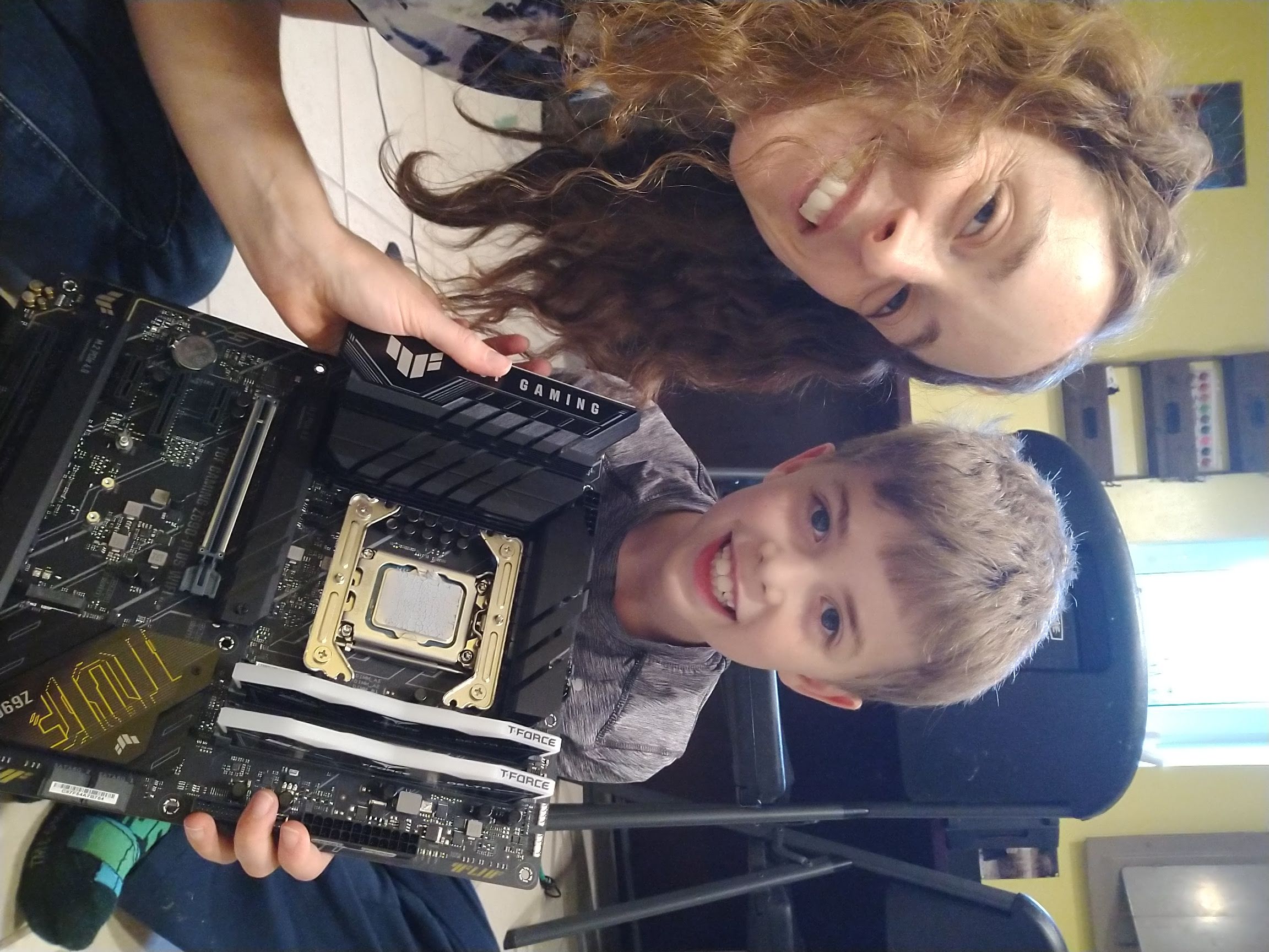 me and austin holding a motherboard