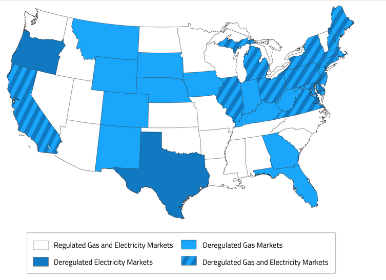 map of deregulated states