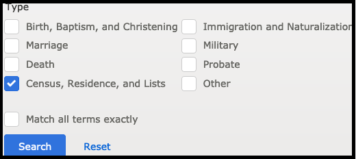the type you want to restrict by is "census"