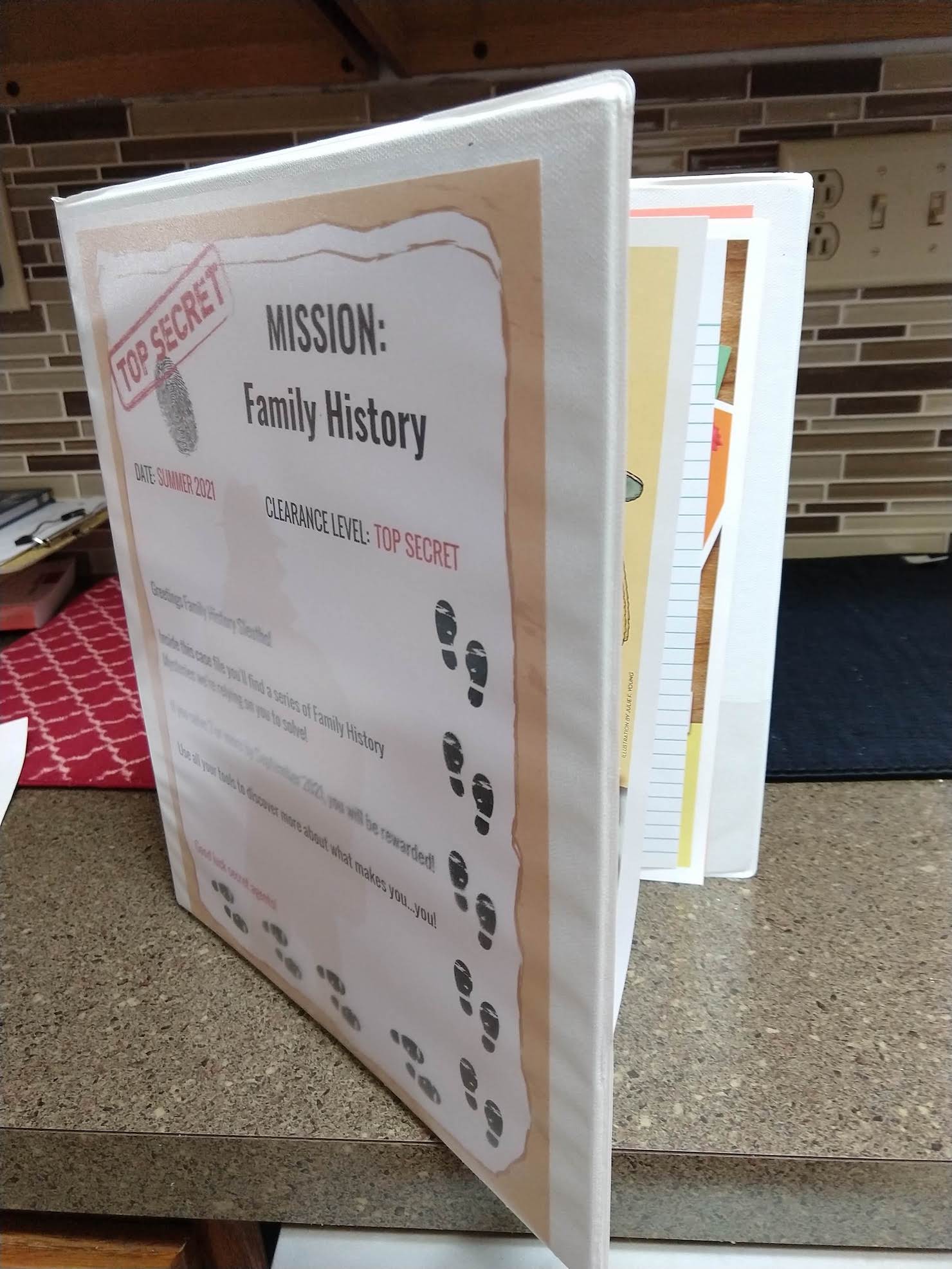 binder with family history mysteries