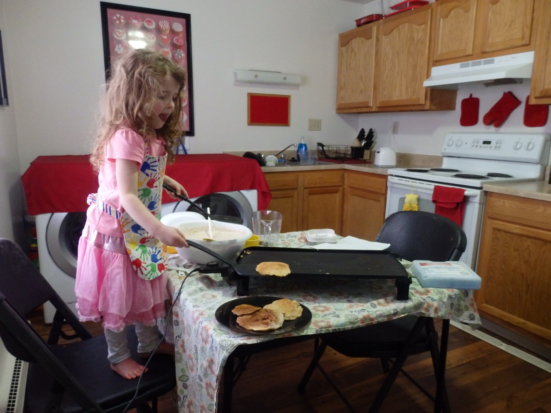 Heidi making pancakes