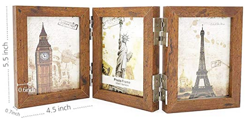 triple picture frame attached by two way hinges