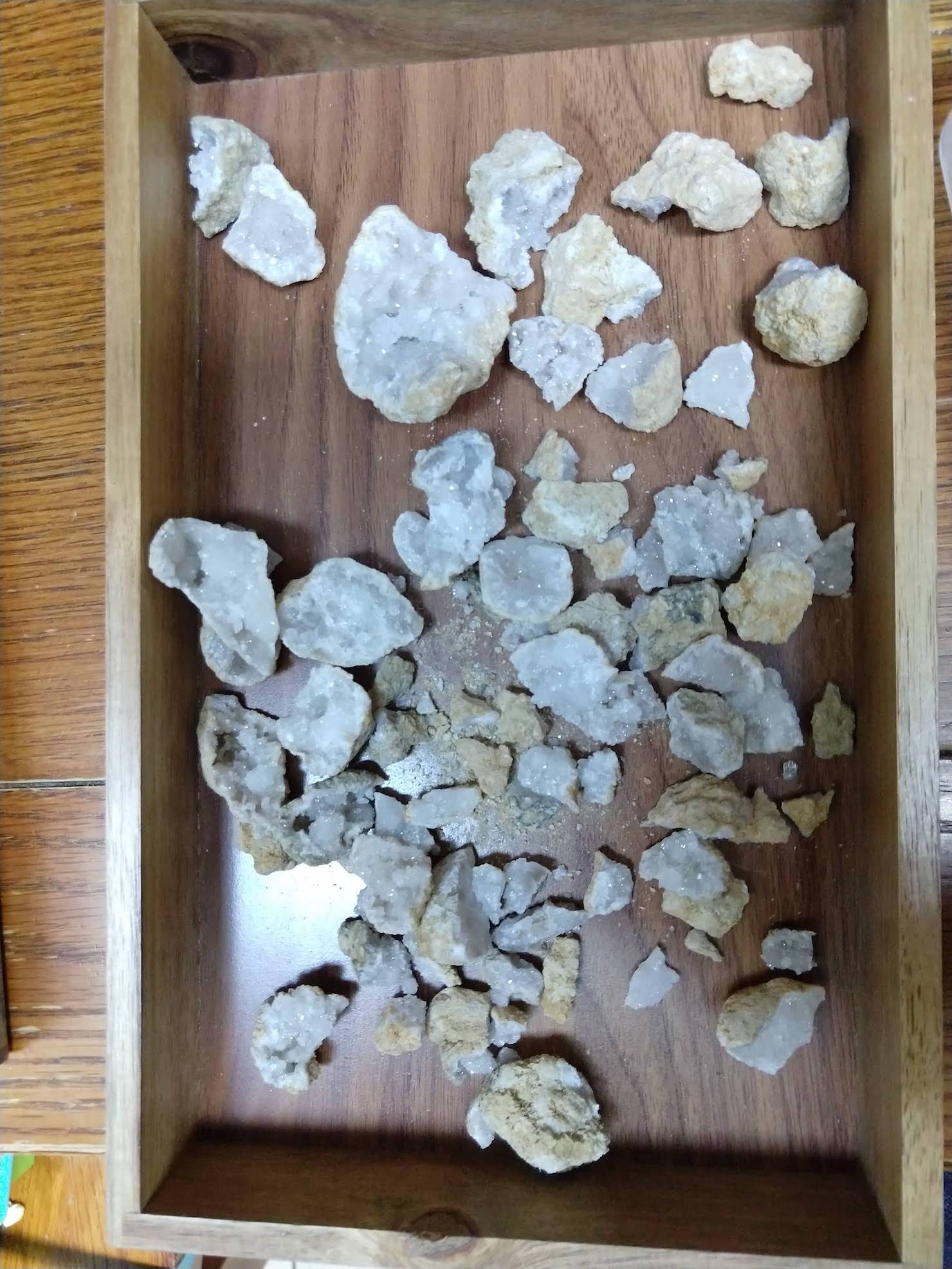 box of opened geodes
